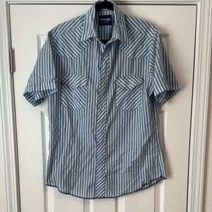 Wrangler Blue Striped Pearl Snap